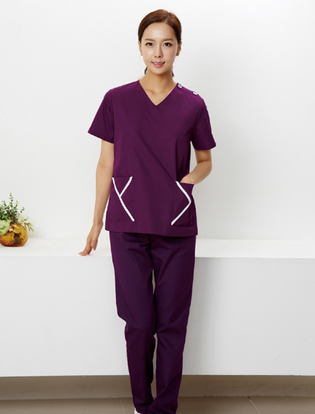 订制紫色手术衣,全棉手术服厂家