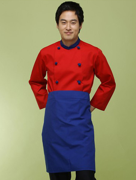定制红色厨师服,韩国餐厅厨师服公司